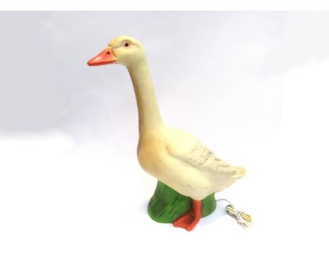 A West German Heico floor lamp modelled as a goose, 57cm high