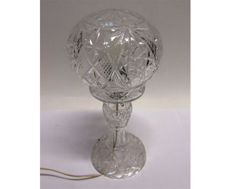 A WATERFORD CRYSTAL STYLE GLASS TABLE LAMP  37cm high