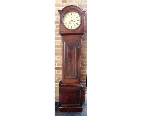 A 19TH CENTURY MAHOGANY CASED 8-DAY LONGCASE CLOCK  the painted dial with subsidiary seconds and inscribed 'DONEGAN DUBLIN', 