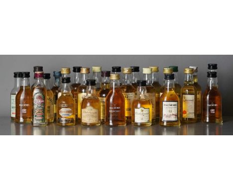 Twenty-seven whisky minatures, 5cl each Old Pulteney 1982 58%; MacDonald's Glencoe aged 8 years 58%; Springbank private bottl