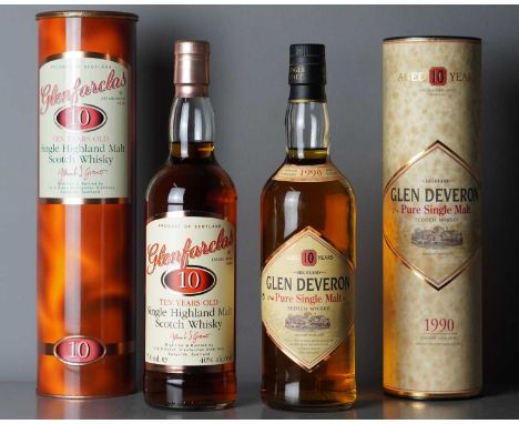 Glenfarclas 70CL 10-year-old Single Highland Malt & Glen Deveron 70CL Single Malt 1990 Glenfarclas 70CL 10-year-old Single Hi