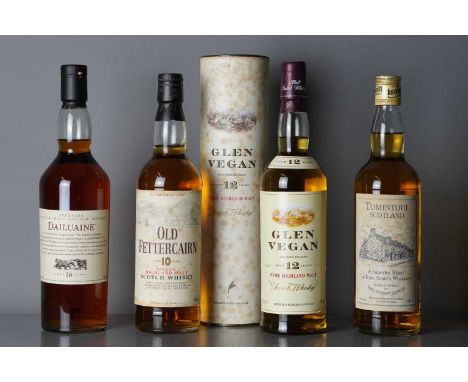 Dailuaine aged 16 years. 70cl 43% Together with a Tomintoul A Superior BLend Of Rare Scotch Whiskies, Old Fettercairn aged 10
