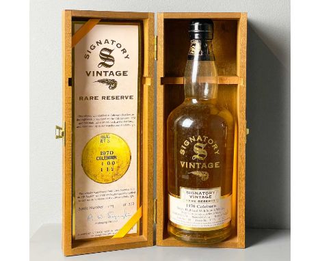 Coleburn 1970-2000 Signatory Vintage. Cask no. 100 bottle no. 179/302, 70cl 57% vol in wooden presentation box.
Our in-house 