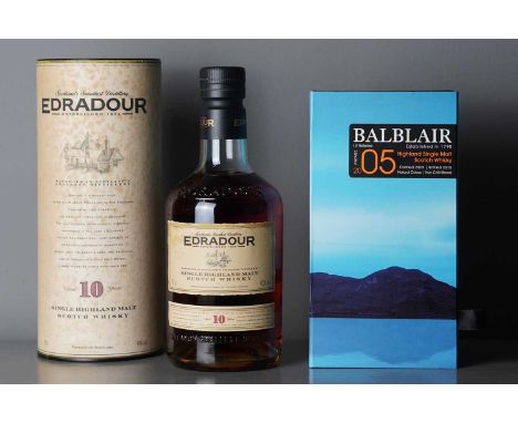 Balblair 2005 1st Release & Edradour 10 Year Aged Single Highland Malt Scotch Whisky Balblair 2005 1st Release, bottled in 20