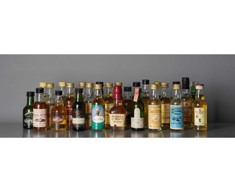 Twenty-seven miniature whiskies, each 5cl Knockando, distilled 1986, 40%; Littlemill aged 12 years 40%; duos 40%; Blair Athol