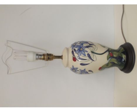 Moorcroft table lamp in the Ladybird pattern, with original shade,  height 53cm