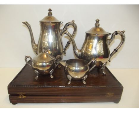Canteen containing various cutlery together with a 4 piece silver tea service 