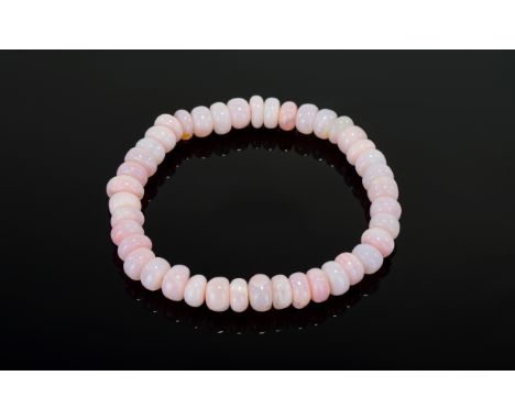 Natural Pink Opal Rondelle Bracelet, pink opal, mined in Peru, totalling approximately 75cts, carved into rondelles and threa