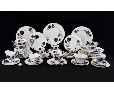 Royal Albert Bone China ( 56 ) Part Tea and Dinner Service ' Masquerade ' Pattern. Comprises 6 Large Dinner Plates, 12 Medium