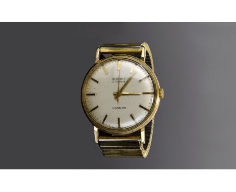 Summit - Swiss 21 Jewels Incabloc Gents 9ct Gold Cased Mechanical Wrist Watch with Attached Gold Plated Expanding Bracelet. F