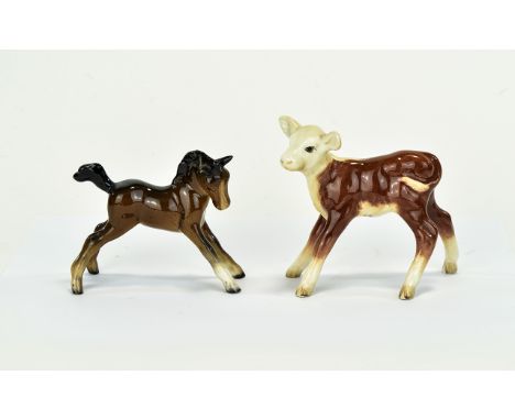 Beswick Animal Figures ( 2 ) In Total. Comprises 1/ Foal - Facing Right, Legs Spread. Model No 815. Height 3.25 Inches. 2/ He