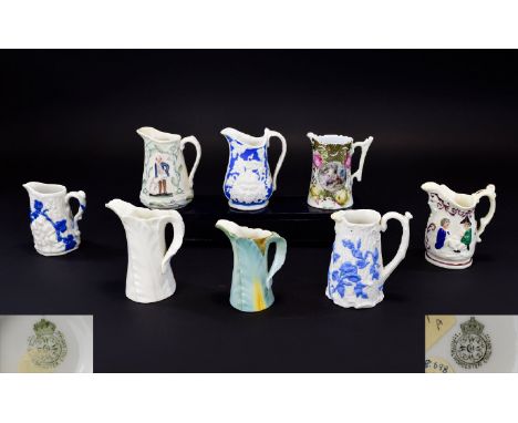 A Fine Collection of 19th Century Small Jugs - Various Patterns ( 8 ) Eight In Total. Includes ( 2 ) Royal Worcester Naturali