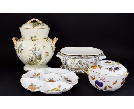 Small Collection of Ceramics (4) items. Comprising of Royal Worcester serving tray "Evesham" design 13.5 inches in diameter, 