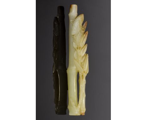 Antique Period Chinese White Jade Bamboo Pendant of Very Fine Quality. From a Private Collection. Size 5 Inches High, 12.7 cm