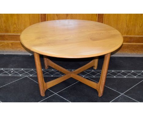 Ercol Wychwood Vintage Circular Coffee Table Classic Ercol design in solid, light English elm with circular top and sinuous x