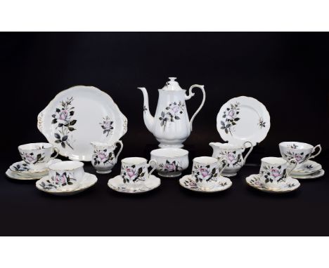 Royal Albert Bone China ( 35 ) Piece Tea and Coffee Service / Set ' Queens Messenger ' Pattern. All Pieces are In Mint Condit