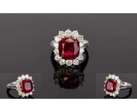 A White Gold Diamond And Synthetic Ruby Ring The diamonds approx 1.5ct