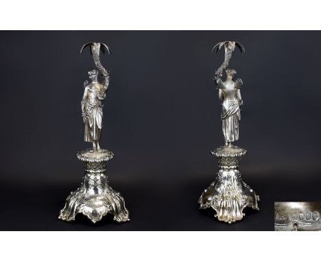 A Stunning And Very Fine Mid Victorian Solid Silver Figural Centrepiece Of Wonderful Proportions Maker James Charles Edington