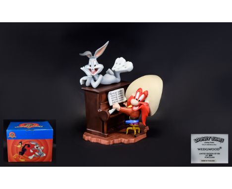 Wedgwood Looney Tunes Limited Edition No 210 of 500 - Yosemite Sam & Bugs Bunny Fine Quality Porcelain Figurine. Shows Bugs B