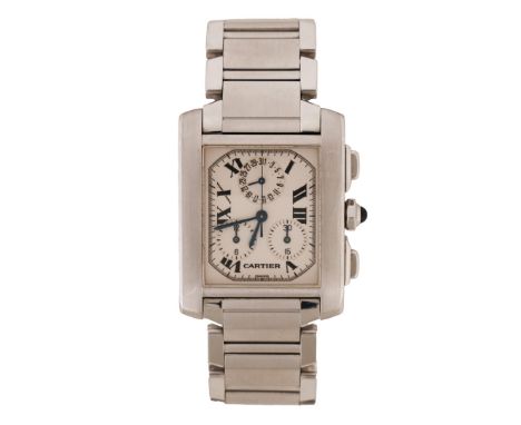model no. 2653, the signed white dial with black Roman numerals, outer minutes track, blued hands, central seconds hand, subs