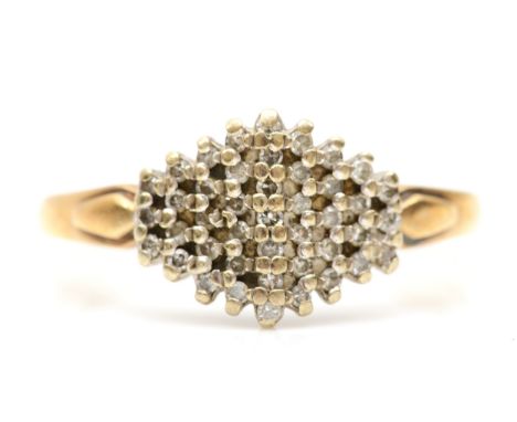 A 9ct gold eight cut diamond cluster ring, P, 2.7gm. 