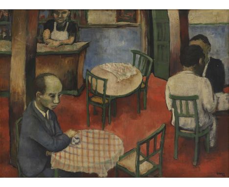 Carlos Prado (Brazilian, 1908-1992)The cafésigned and dated 'C.PRADO/46' l.r., oil on board61.5 x 81.5cmCondition ReportFrame