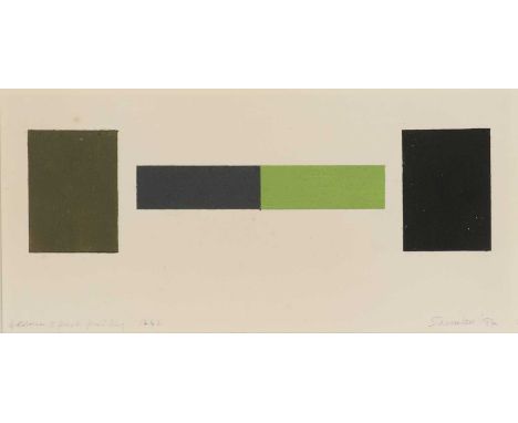 ▴ David Saunders (b.1936)Untitled signed and dated 'Saunders '94' l.r., inscribed '4 colour 3 part painting 1442' l.l., oil o
