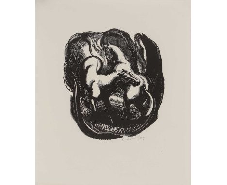 ▴ Barbara Greg (1900-1983)'Horses Playing'woodcut, signed 'Barbara Greg' in pencil l.r., inscribed with title and numbered '8