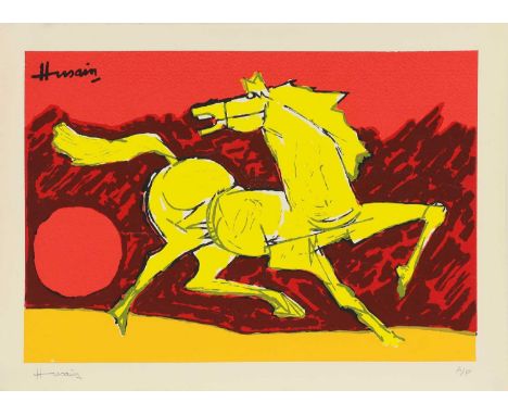 Maqbool Fida Husain (Indian, 1915-2011)Horseserigraph in colours, artist's proof, signed 'Hussain' in pencil l.l., inscribed 