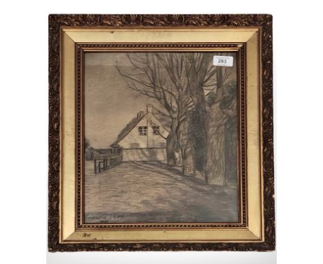 ** Podmore : Study of a White House and Trees, pastel, signed in pencil, 36 x 30 cm, framed. 