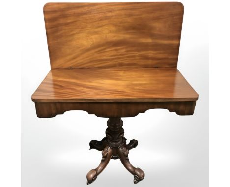A Victorian mahogany turnover top card table, width 95 cm 