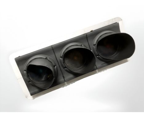 A wall mounted traffic light
