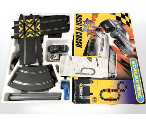 A Scalextric Bash N' Crash racing car set, boxed.