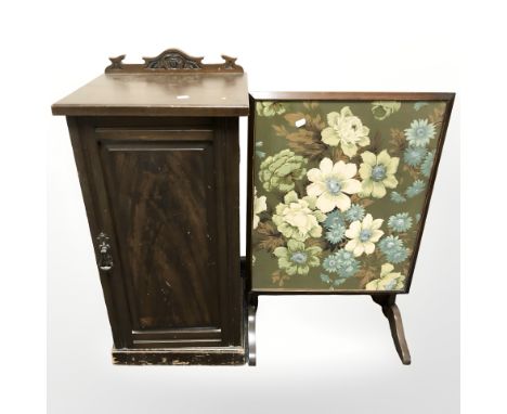 An Edwardian pot cupboard width 40 cm, together with a fire screen 