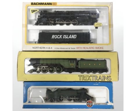 A Bachmann HO gauge Rock Island Northern 4-8-4 locomotive engine, together with an Airfix Great Western 2-6-2 locomotive and 