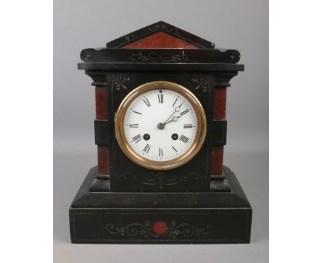 A French slate 8 day mantel clock.  Pendulum present, No key.