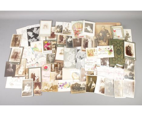 A quantity of assorted vintage ephemera, including greetings cards, postcards, knitting patterns, photographs etc.  