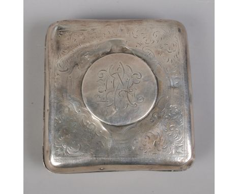 A silver Walker and Hall cigarette case featuring monogram to front. Assayed Sheffield 1917, 100.8g.  