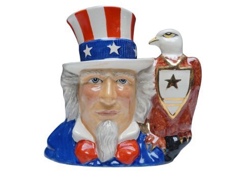 A rare Royal Doulton prototype large character jug featuring Uncle Sam. This distinctive piece presents Uncle Sam in his icon
