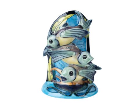 Striking Moorcroft Pottery Shearwater Moon Fish sculpture designed by acclaimed artist Emma Bossons. This beautifully hand de