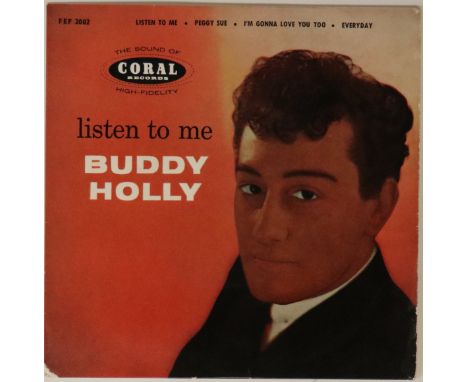 BUDDY HOLLY - LISTEN TO ME EP - ORIGINAL UK 'NO GLASSES' PRESSING (CORAL - FEP 2002). Very clean original UK EP of this famou