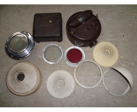 A collection of Trolleybus spare parts, including interior and exterior light fittings (10)