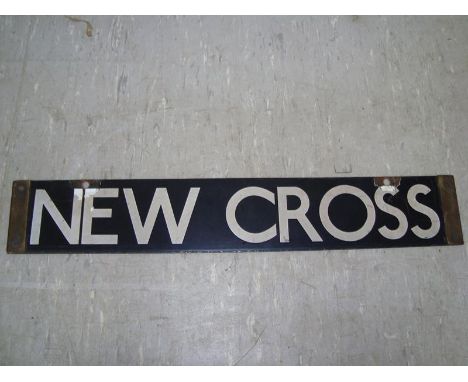 A London Underground Enamel Destination Plate - reading 'New Cross' on front and 'New Cross Gate' to reverse. In good as with