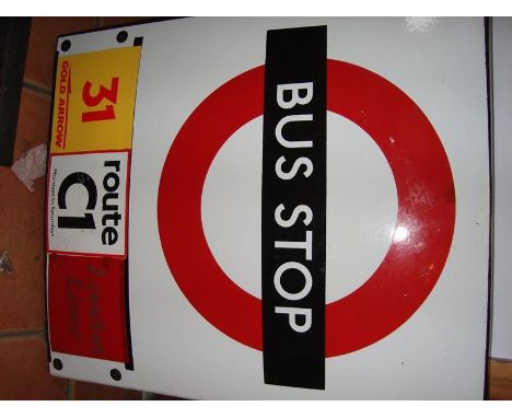 A compulsory boat style bus stop in good overall condition with stickers - possibly used as a presentation item.