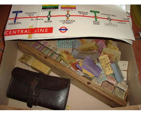 A London Transport ticket rack with a quantity of tickets from various operators, together with other LT items - as lotted, i