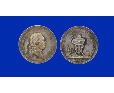 George III, recovery of health 1789, a silver medal by J.P. Droz, bust right, signed D.F., rev. a snake coiled around a tripo