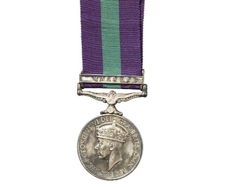 A small collection of General Service Medals, comprising: General Service 1918-62, George VI, clasp: Malaya (19032787 CPL. B.