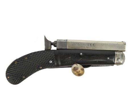 Unwin &amp; Rogers: a combination clasp knife/ percussion pistol, nickel barrel 4 in., impressed 'UNWIN &amp; ROGERS PATENTEE