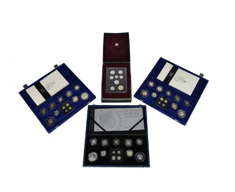 Elizabeth II, silver proof sets (4), vis.: The Millenium Silver Collection, 2000 (two of this set), each of 13 coins, five po