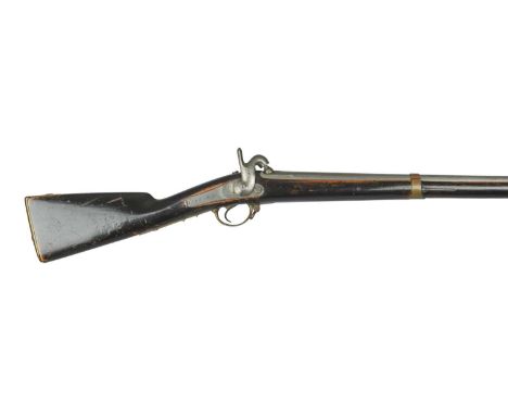 A Russian Model 1845 percussion musket, barrel 42 in., back action lock date 1847 and marked with Cyrillic arsenal mark 'C. O